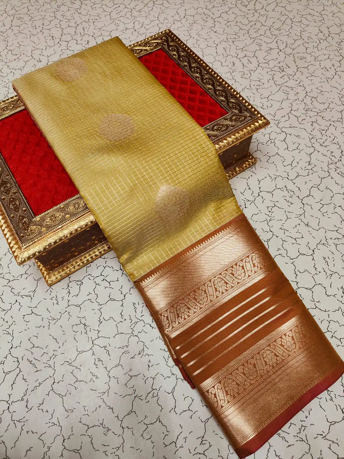 Rudraksha Kattam Butta Semi Kanchipuram Silk Saree